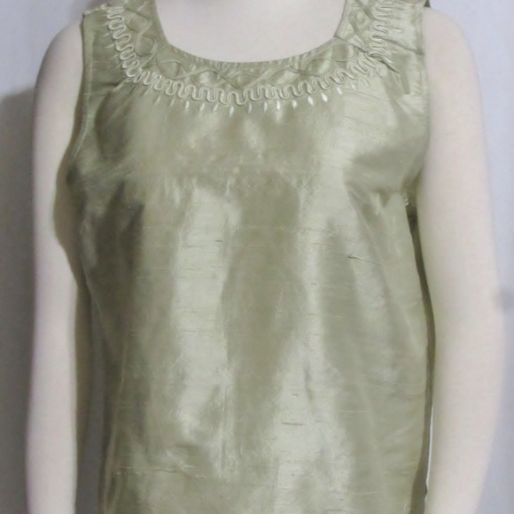 COLDWATER CREEK GREEN SILK JACKET & TOP MEDIUM - Picture 2 of 7